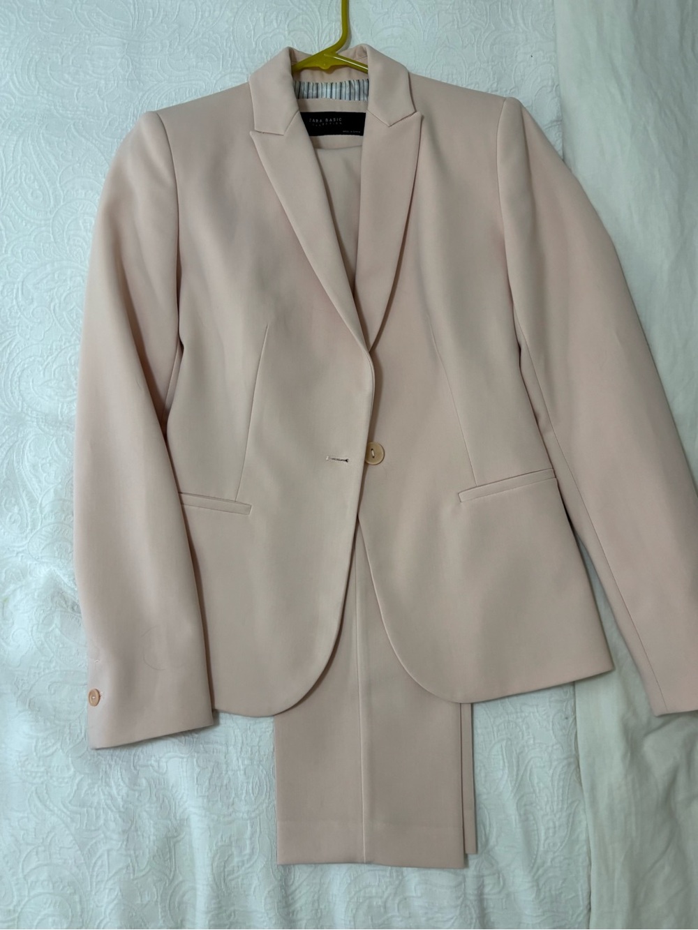 Zara Pale Blush Single-Button Tailored Blazer and Pant Suit